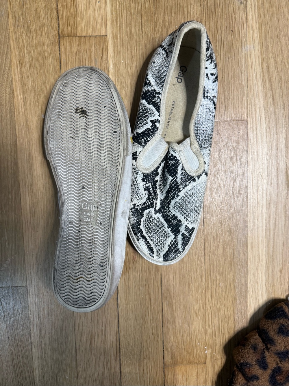 GAP Leather Snake-Print Slip-On Sneakers